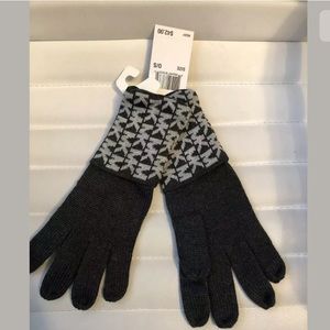 Michael Kors Dark Gray MK Logo Knit Gloves NWT